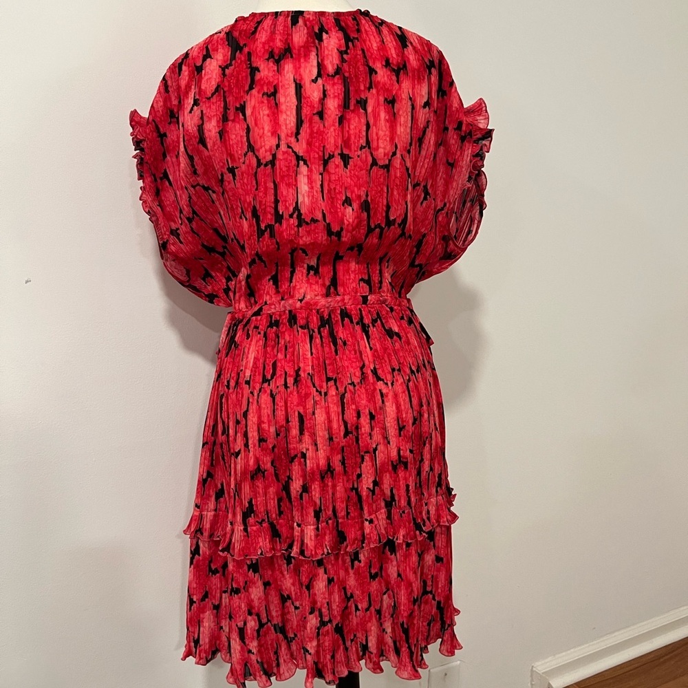 Kenzo Paris Peonie Crepe Tiered Flare Dress Size Medium - Picture 6 of 12